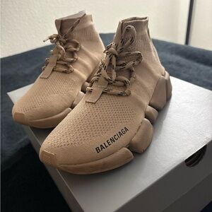 Balenciaga women Sock Sneakers in Tan Knit